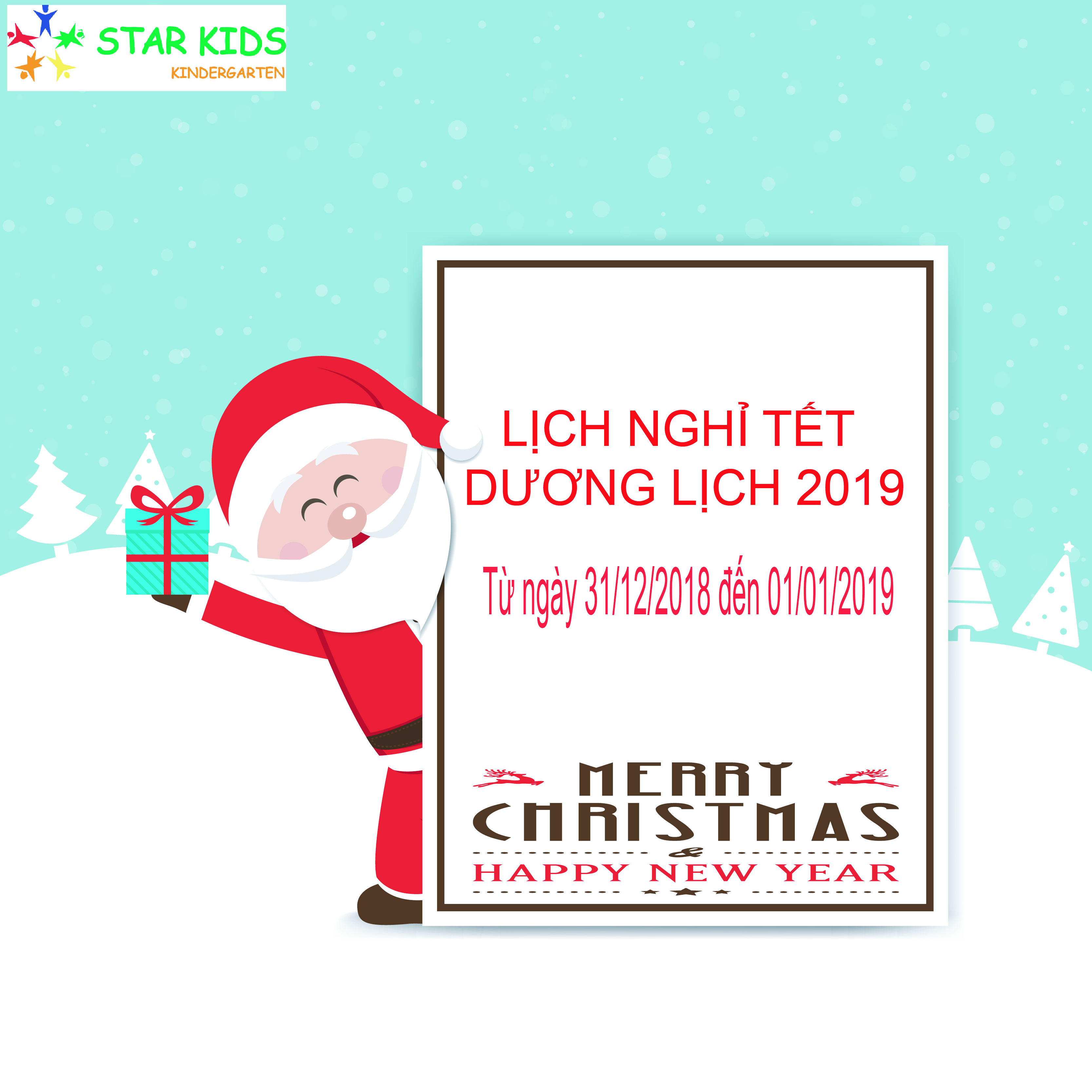 THÔNG BÁO  (Nghỉ Tết Dương lịch năm 2019)